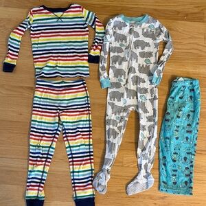 Toddler Rainbow Stripe Primary Pajama Set & Bundle, Size 4-5, 4 pcs